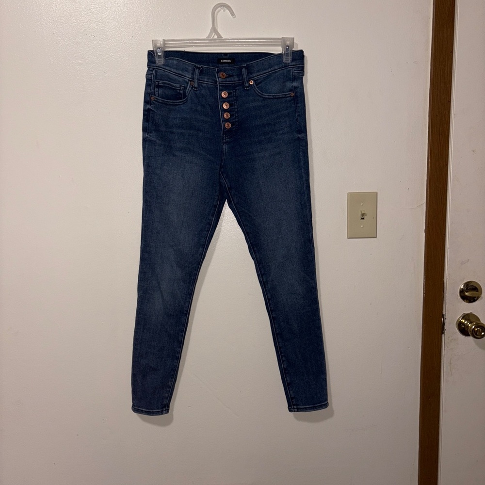 Express High Rise Dark Blue Jeans